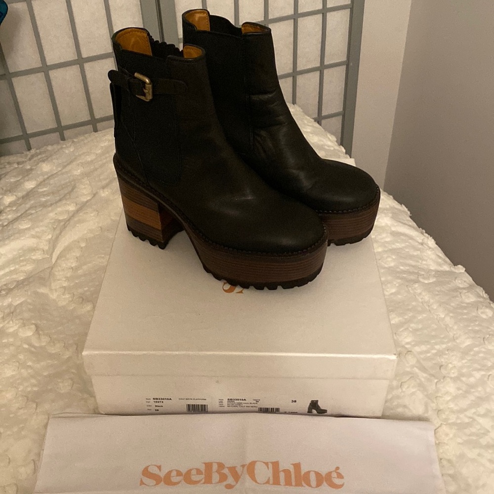 See by Chloe Bryn Platform Booties. Size 8
